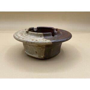 Bill Stewart Signed Studio Art Glaze Drip Pottery Ashtray Brown Colors